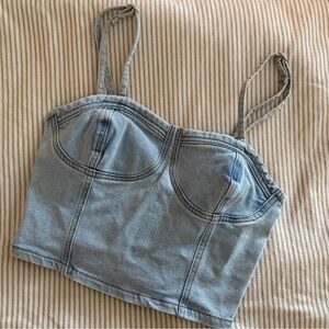 Light Blue Denim Crop Top